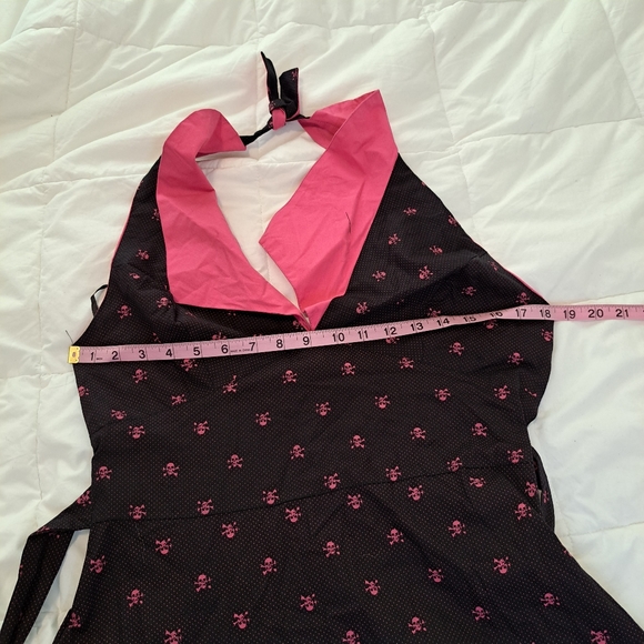 Dead Threads Goth Dress 1950s Retro Style Pin Up Pink Black Skull Halloween Sz M - Picture 7 of 11